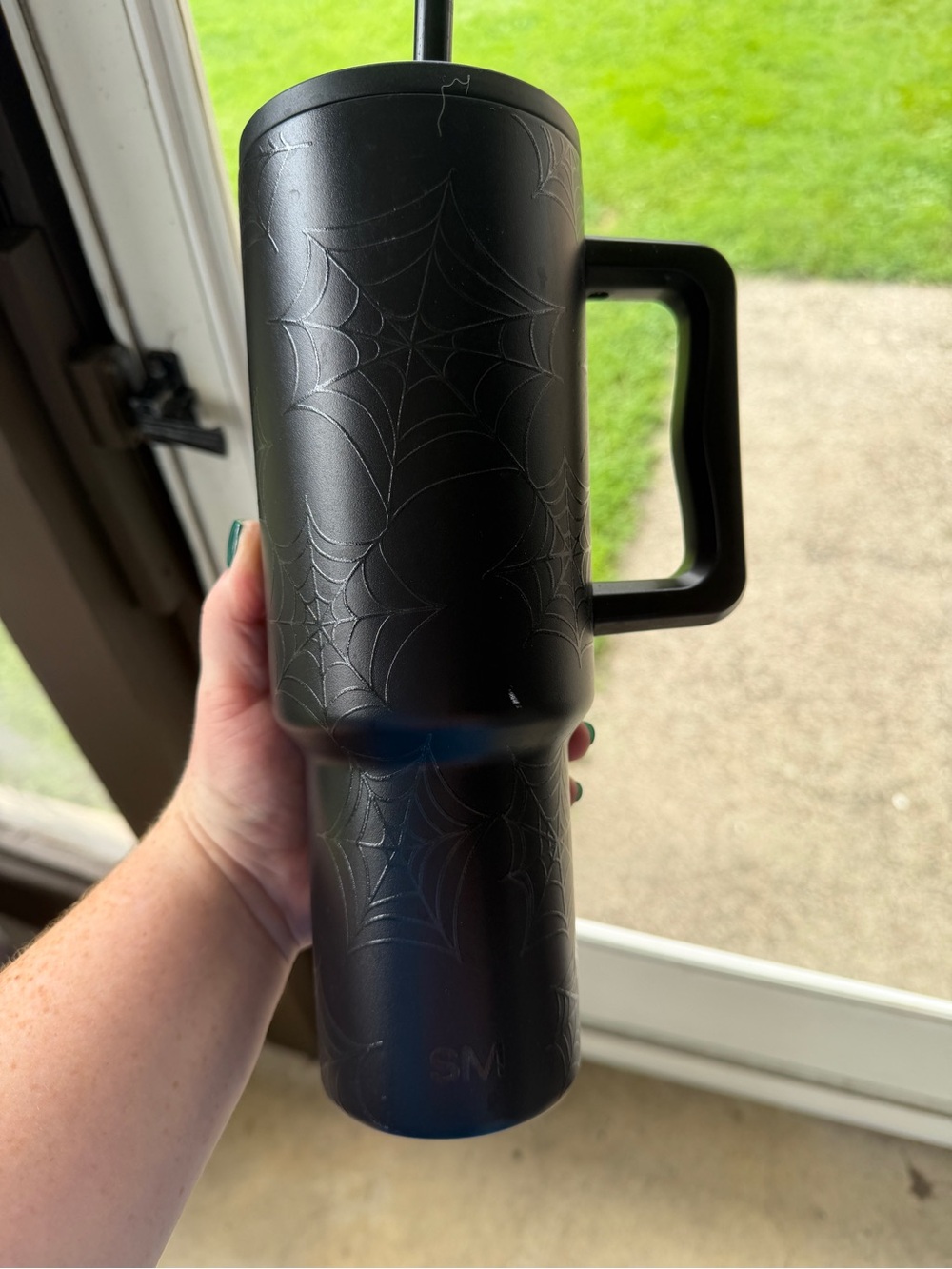 Black Spiderweb Insulated Travel Mug with Handle